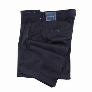 NWT LANDS' END Dressy Khaki Pants Cotton Blend 33 X 32 Mens Navy Blue